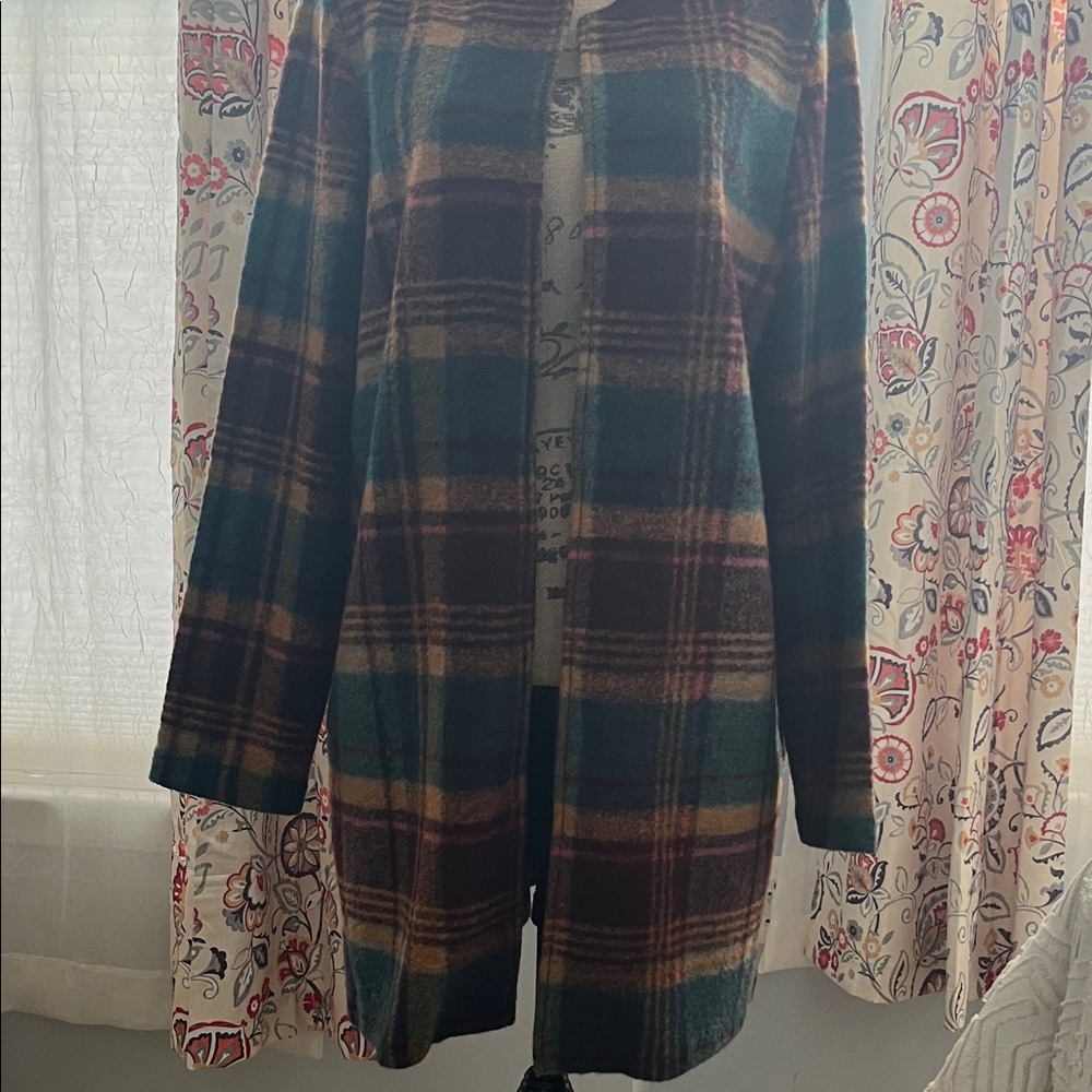 Rachel Zoe Green, Burgundy & Tan Plaid Utility Jacket